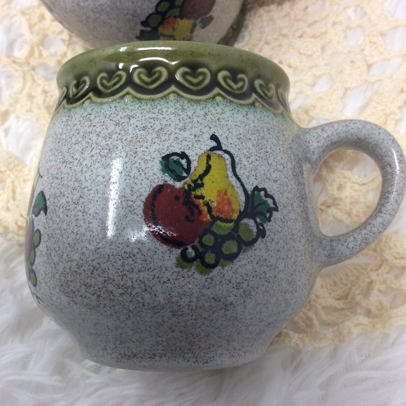 VINTAGE 70’s Glazed Pottery Mug Set - Picture 9 of 12